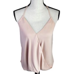 Evenuel Dusty Pink Surplice V-Neck Halter Blouson Style Top Large